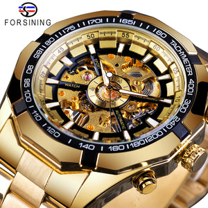 Forsining Stainless Steel Business Men's Automatic Mechanical Watches, Fashion Luminous Hollow Sport Wrist Watch, Ideal choice for Gifts