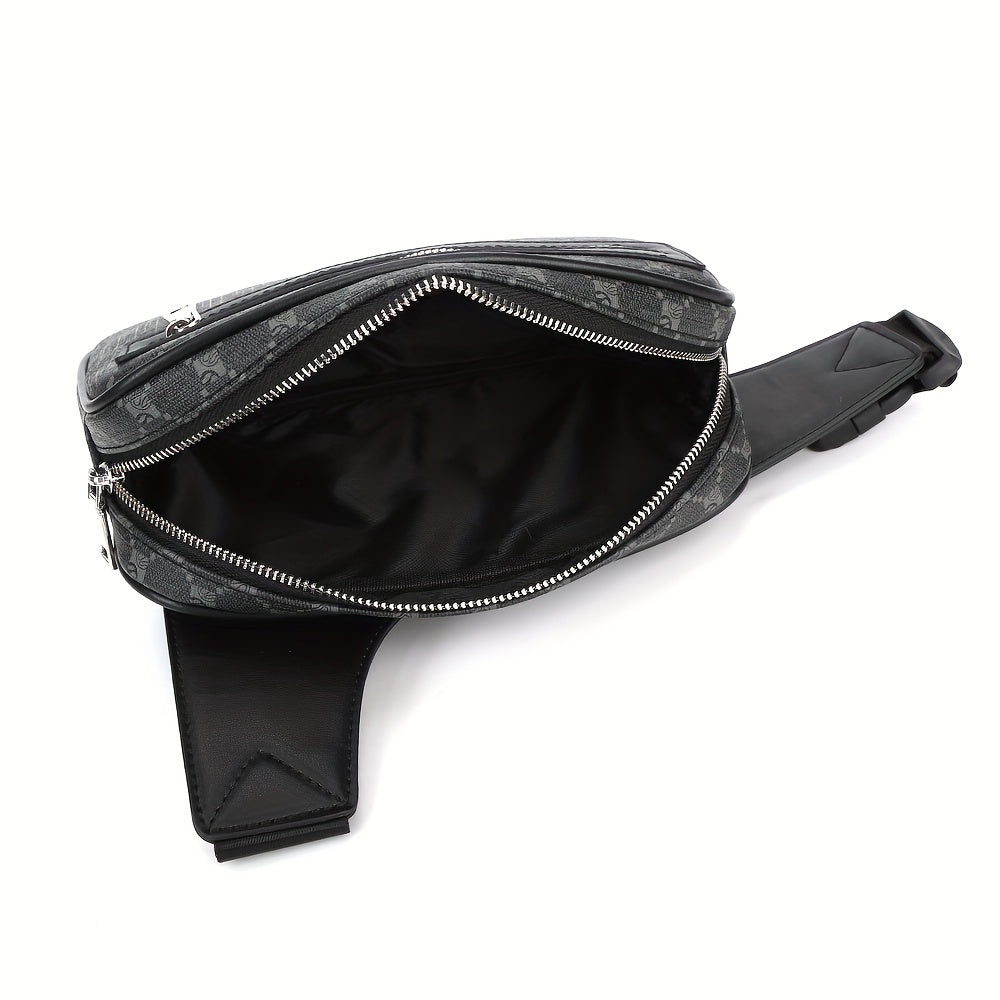 1pc Men's Luxury Designer Single Crossbody Chest Pack, PU Leather Sling Bag