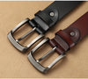 Men Cowhide Genuine Leather Prong Buckle Belt For Men