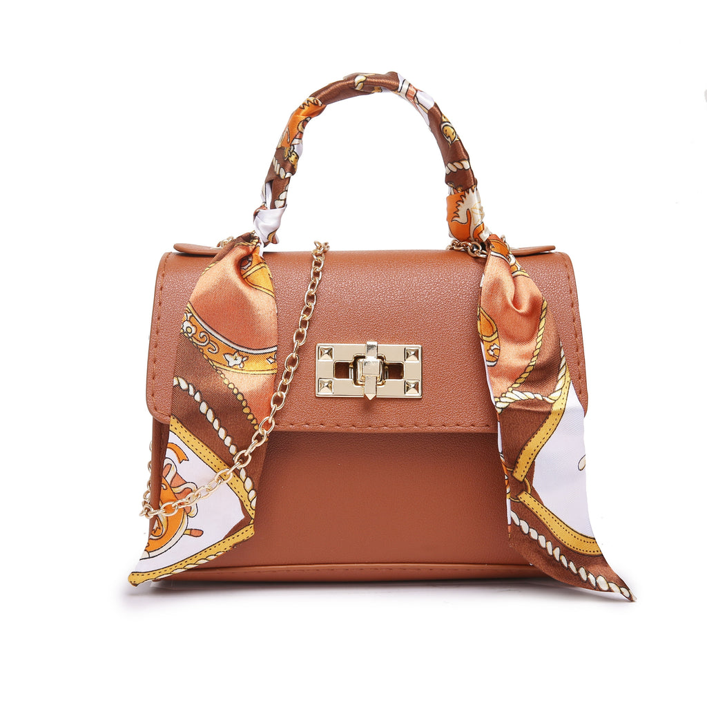 Elegant Faux Leather Crossbody Mini Bag - Secure Turn-Lock, Removable Strap, Versatile Top Handle in Solid Color