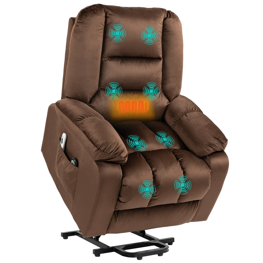 DodiOnline Leathaire Eight Massage Point Armchair, with Heat and Reclining Back - Brown