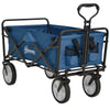 DodiOnline 90L Folding Garden Trolley Cart Pull Along Wagon with Telescopic Handle for Beach Camping Festival - Navy Blue