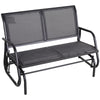 DodiOnline 2-Person Outdoor Glider Bench Patio Double Swing Gliding Chair Loveseat w/Power Coated Steel Frame for Garden Patio Porch, Grey