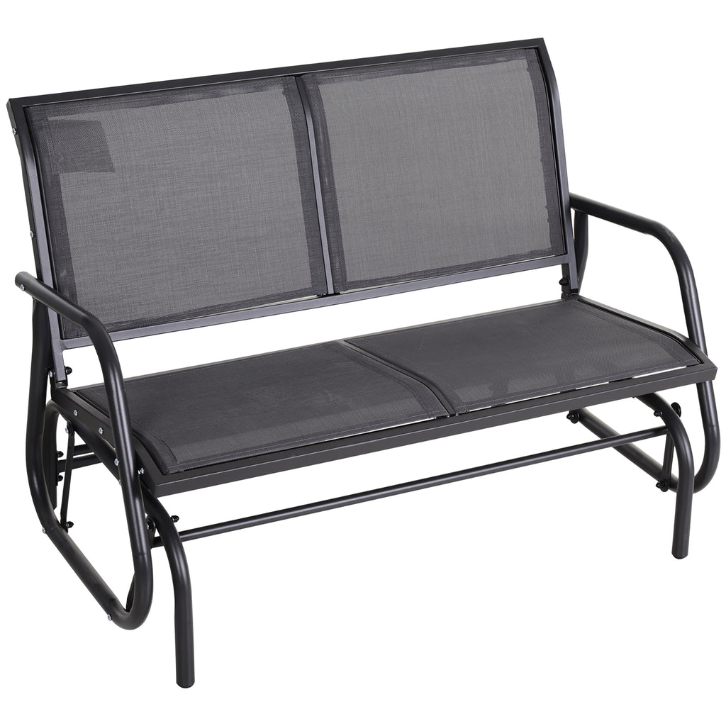 DodiOnline 2-Person Outdoor Glider Bench Patio Double Swing Gliding Chair Loveseat w/Power Coated Steel Frame for Garden Patio Porch, Grey