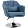 DodiOnline Swivel Linen Fabric Accent Chair for Living Room Contemporary Vanity Armchair with Adjustable Height Thick Cushion Lumbar Support Armrest for Bedroom Office Blue