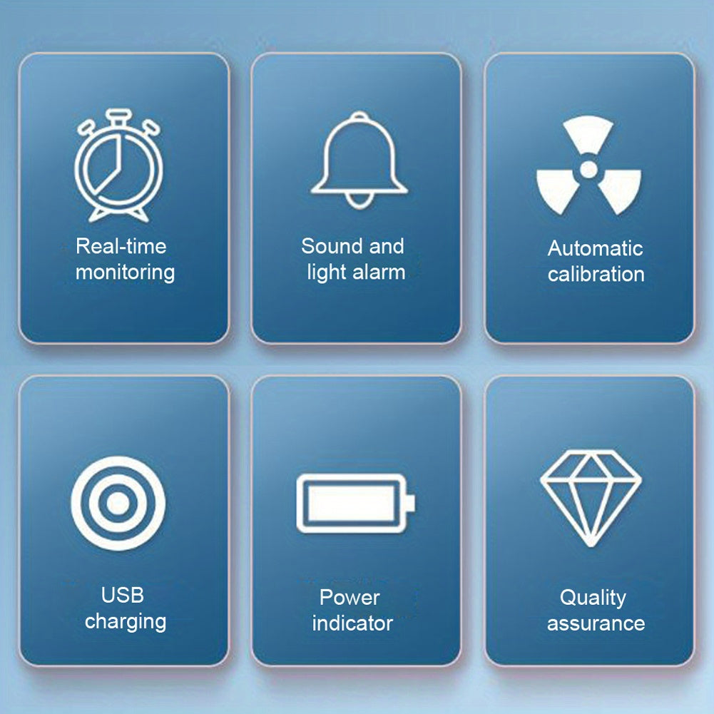 6-in-1 Multi-Function Air Quality Monitor - Detects CO2, PM2.5, PM10, TVOC & HCHO - Advanced Formaldehyde Sensor with Clear LCD Display - Ideal for Home & Office Air Health Monitoring