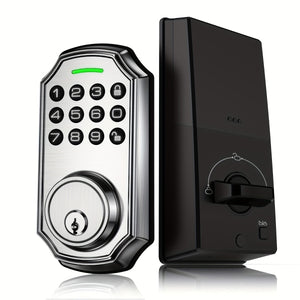 1pc BULIST UD01 Keypad Deadbolt Door Lock, Electronic Keyless Entry, User Pin Code, One Time Code, Mechanical Key, Backlit Keypad, Human Voice Guidance, Auto Lock, Long Battery Life, Easy To Install And Program, Stain Steel