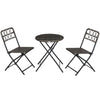 DodiOnline 3 Pieces Rattan Bistro Set, Wicker Folding Outdoor Furniture Set with Coffee Table and Chairs for Outdoor, Patio, Balcony, Grey
