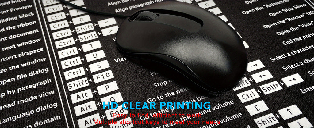 EXCOVIP Rubber Mouse Pad, Oblong Shape, Non-Slip Desk Mat for Office, Home, Student Study, Keyboard Shortcut Design, Ideal for Office Word Excel PPT, Durable and Easy to Clean