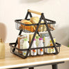 1pc 2/3 Tier Detachable Metal Wire Bathroom Storage Basket with Wooden Handle