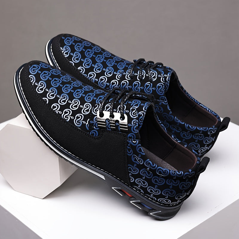 Men's Plus Size Faux Leather Casual Shoes, Formal Dress Anti-skid Lace-up Shoes For Business Office, Spring And Autumn