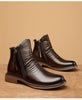 Men's Casual Leather High-top Boots: Stylish, Durable & Non-slip; All-season Wear with Comfortable Zip Closure