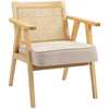 DodiOnline Wooden Rattan Weave Panel Accent Chair - Natural Finish
