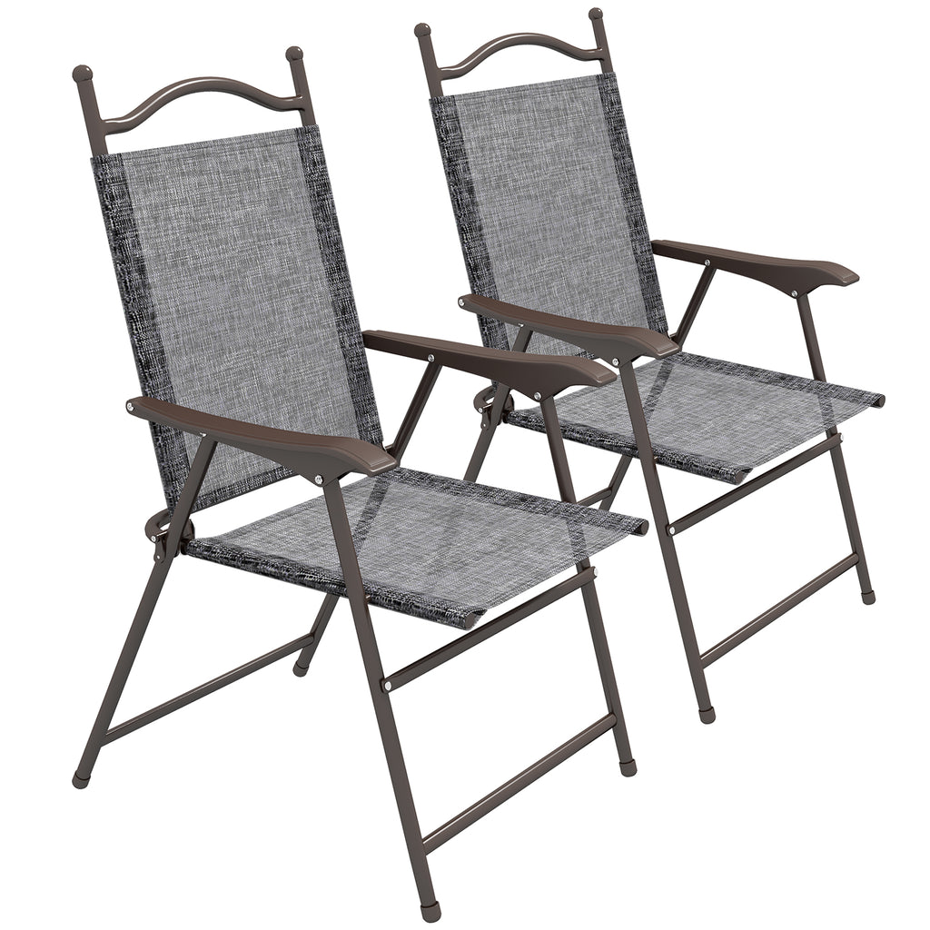 DodiOnline Set of Two Folding Garden Chairs, with Fabric Mesh Seats - Grey
