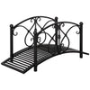 DodiOnline 102L x 48W x 49H Classic Metal Garden Bridge with Safety Railings Arc Footbridge Decorative Pond Bridge for Backyard Creek Stream, Black