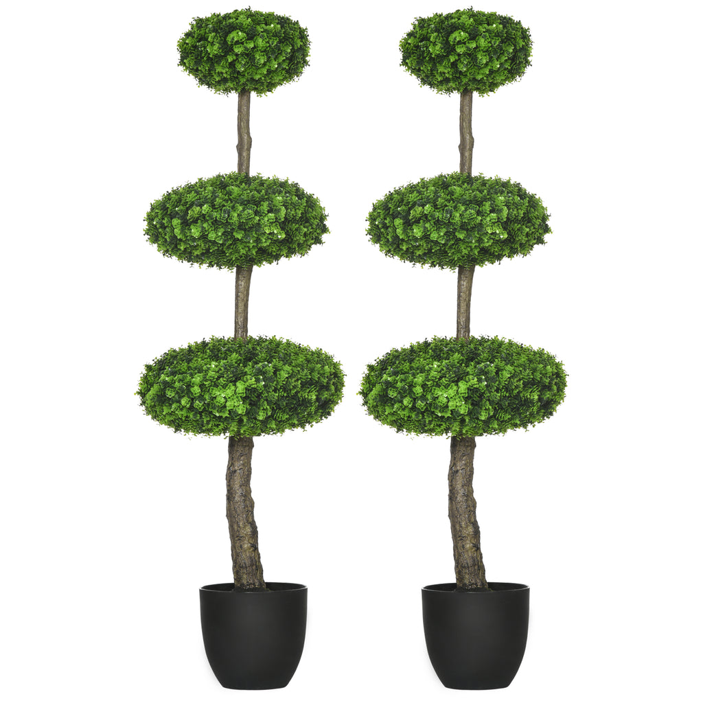 DodiOnline Set of 2 Artificial Plants Boxwood Ball Topiary Trees 110cm Decorative Faux Plants in Pot for Home Indoor Outdoor Green