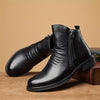 Men's Casual Leather High-top Boots: Stylish, Durable & Non-slip; All-season Wear with Comfortable Zip Closure