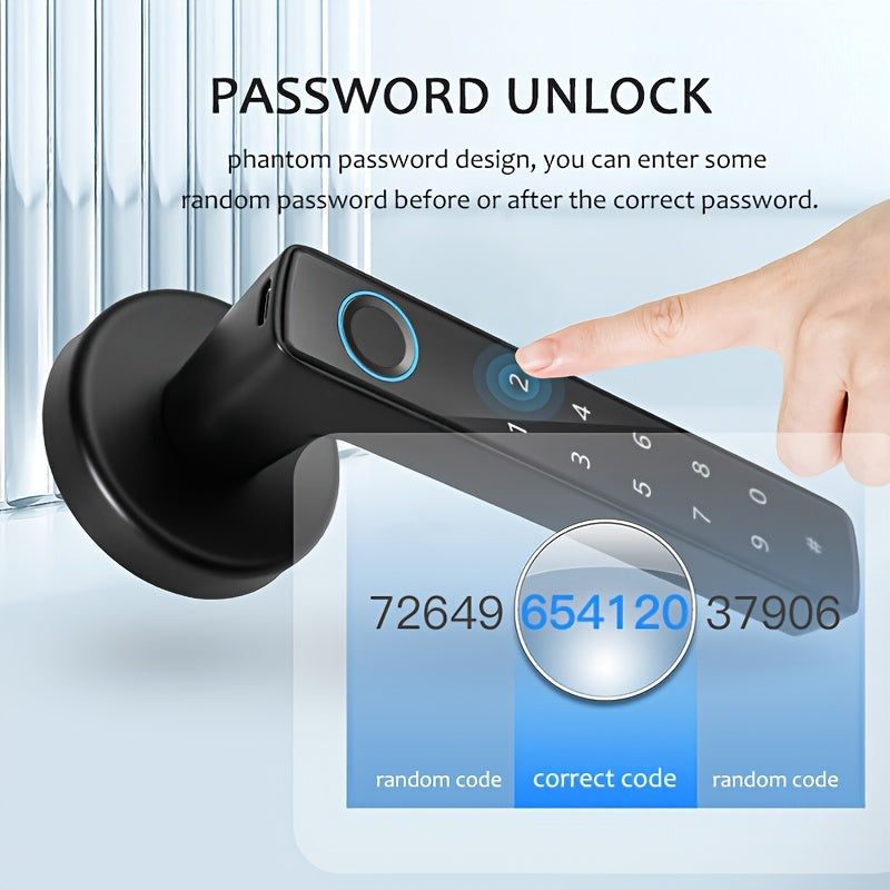 Fingerprint Password Mobile Phone App Smart Lock Digital Electronic Room Door Handle Lock