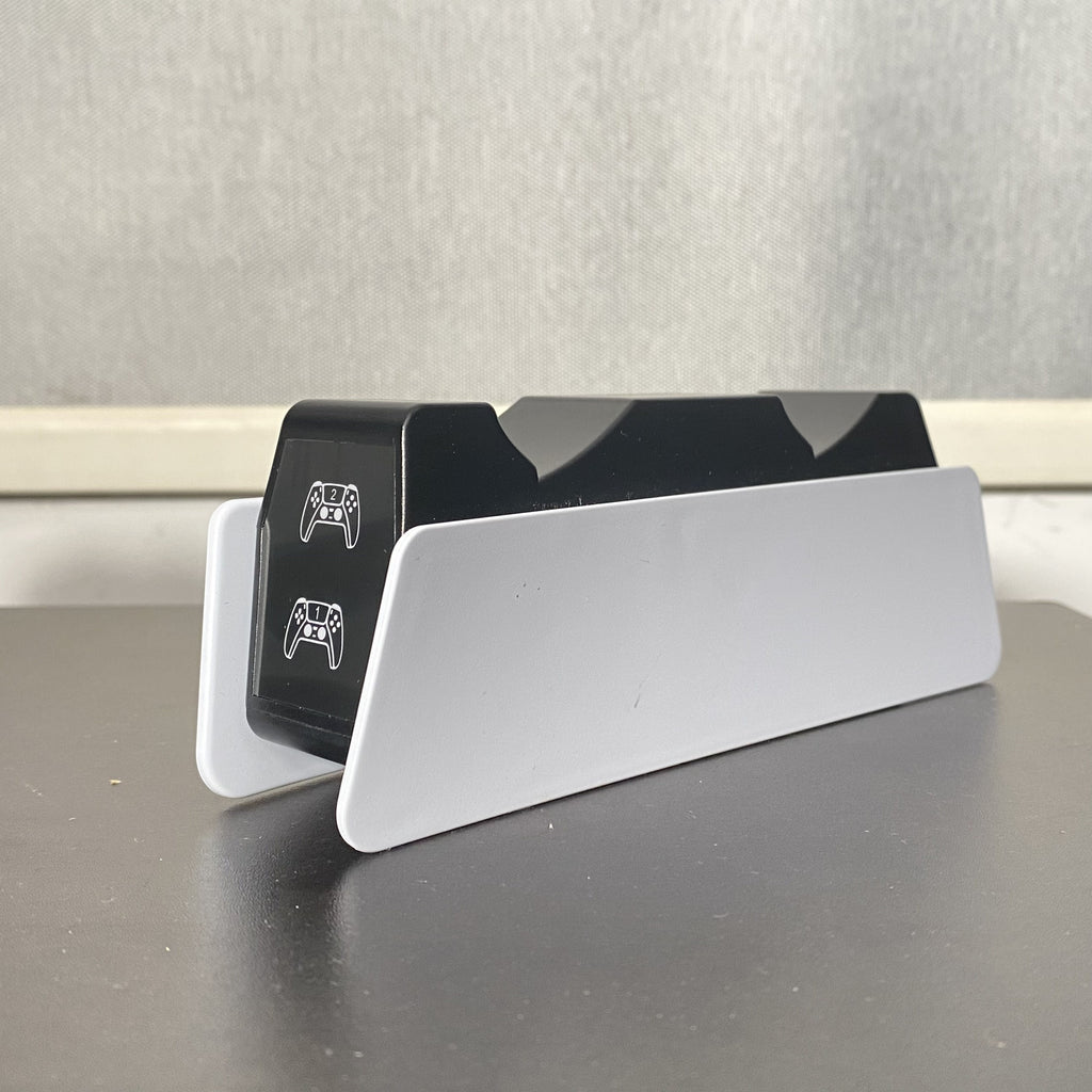 Dual PS5 Controller Charger Station with LED Light - Fast Charging, Space-Saving Dual Stand Dock for Playstation 5 Dualsense Controllers - BEBONCOOL, White, ABS Material, No Electronic Components