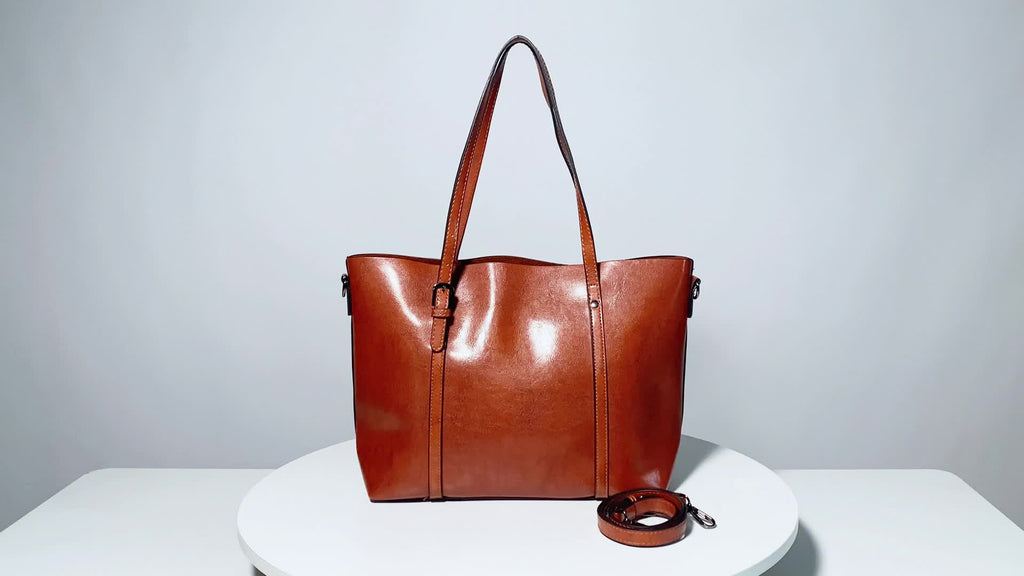 Women'S Professional Work Bag with Zipper Closure - Convertible Handbag/Crossbody Purse, Multiple Compartments & Detachable Strap - Elegant Brown Synthetic Faux Leather-like Texture - for Office, Travel, Everyday Use - Perfec