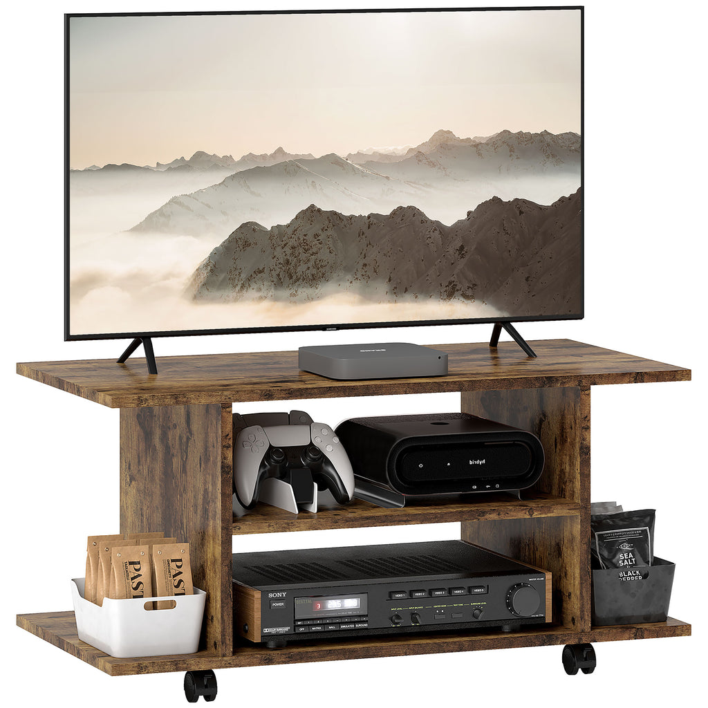 DodiOnline Modern TV Cabinet Stand Storage Shelves Table Mobile Bedroom Furniture Bookshelf Bookcase Rustic Brown