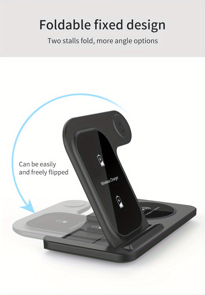 MINGMAI 3-in-1 Fast Wireless Charger Stand with USB Connector, Lightweight Design, Compatible with iPhone 14/13/12/11 Pro MINI MAX XS 8 Plus, Apple Watch Series 8/7/6/SE/5/4/3/2, AirPods 3/2/Pro - Ideal for Home & Office Use