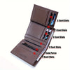 1pc Men's Genuine Leather Wallet, Retro Thin Vertical Short ID Credit Card Holder