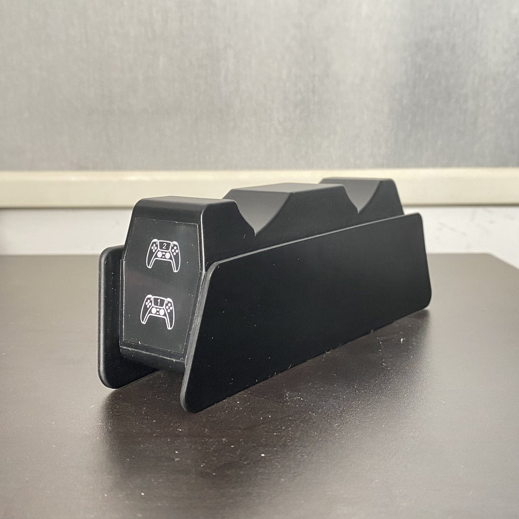 Dual PS5 Controller Charger Station with LED Light - Fast Charging, Space-Saving Dual Stand Dock for Playstation 5 Dualsense Controllers - BEBONCOOL, White, ABS Material, No Electronic Components