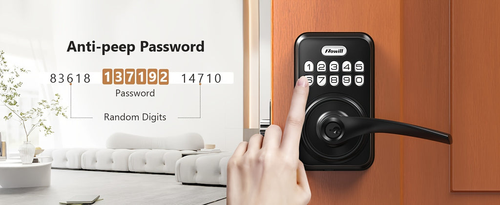 Keyless Entry Door Lock With Handle, Zowill Electronic Keypad Deadbolt Door Locks Handle Lever, Front Door Lock Set, Digital Door Lock, Auto-Locking, Anti-peep Code Door Handle Lock