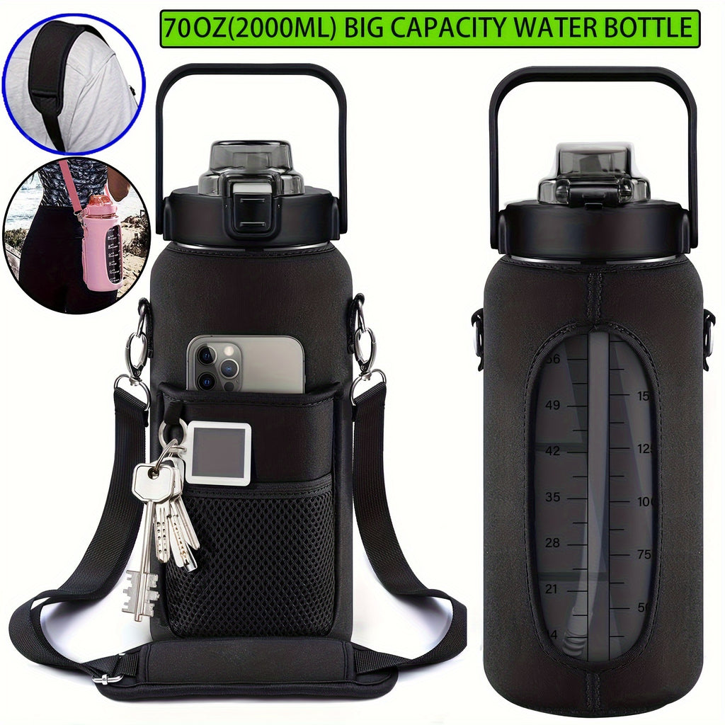 1pc Leakproof Insulated Water Bottle with Straw & Chug Lid - Durable with Storage Sleeve, Easy Carry Handle for All-Day Hydration - Perfect for Sports, Gym & Outdoor Activities