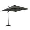 DodiOnline 2.5 x 2.5m Patio Offset Parasol Umbrella Cantilever Hanging Aluminium Sun Shade Canopy Shelter 360° Rotation with Crank Handle and Cross Base, Grey