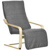 DodiOnline Wooden Lounging Chair Deck Relaxing Recliner Lounge Seat with Adjustable Footrest & Removable Cushion, Dark Grey