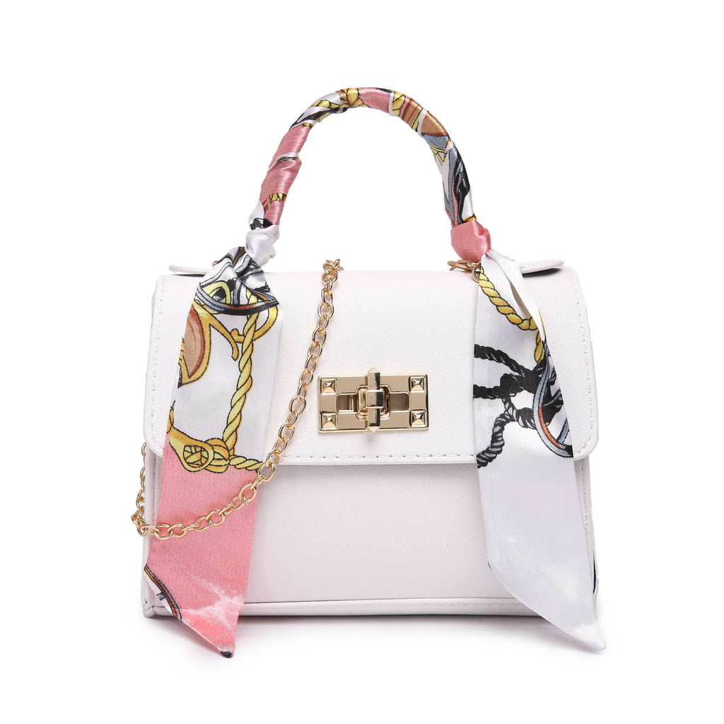 Elegant Faux Leather Crossbody Mini Bag - Secure Turn-Lock, Removable Strap, Versatile Top Handle in Solid Color