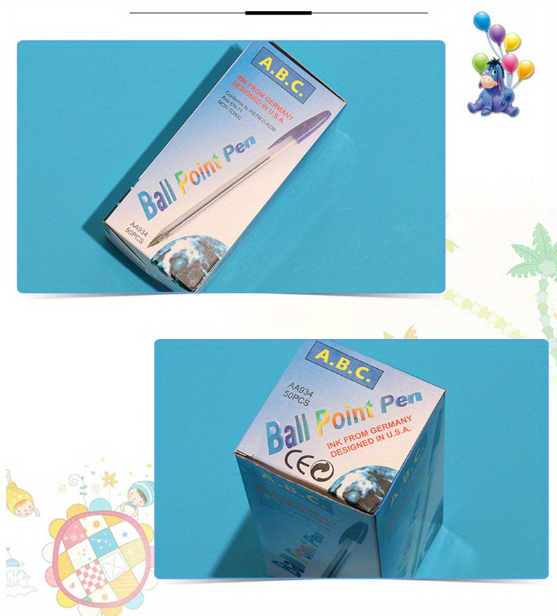 50pcs 1.0mm Bullet Point Ballpoint Pens - Perfect for Hotel Catering & Office Stationery!