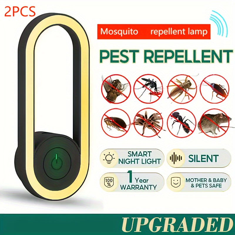 1pc/2pcs USB Electronic Mosquito Repellent Lamp-LED Lighting Night Light Atmosphere Lamp Keep Insects Away Repel Mosquitoes, Rats, Cockroaches, And Spiders