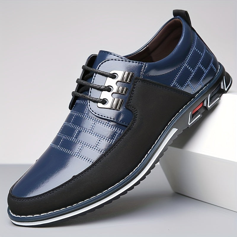 Men's Casual Synthetic Leather Shoes, Formal Dress Anti-skid Lace-up Shoes For Business Office, Spring And Autumn
