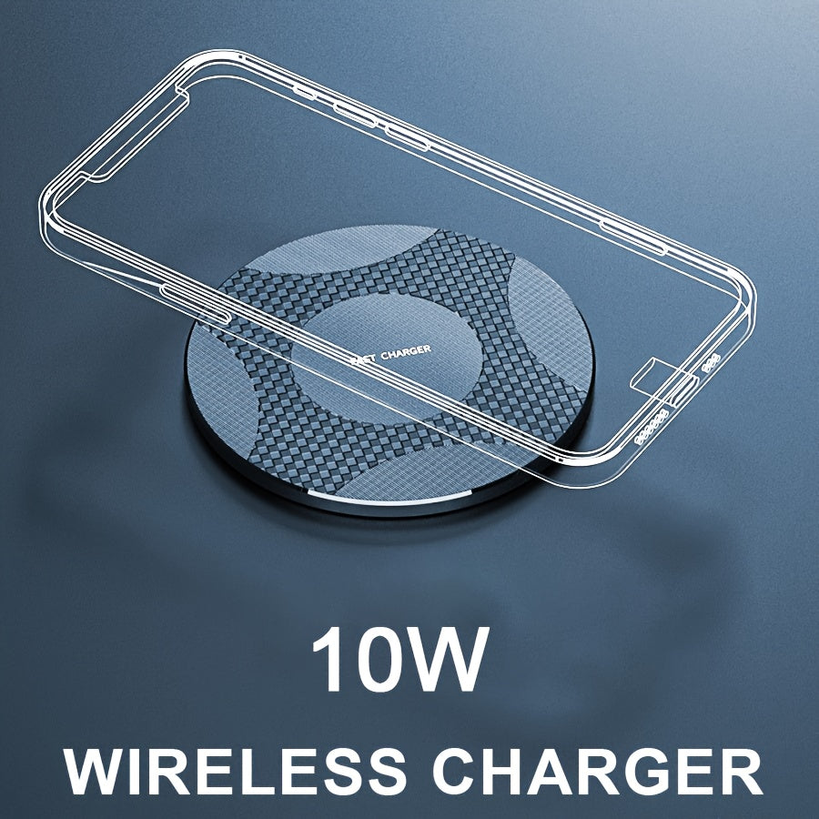 10W Fast Wireless Charger, Compatible with iPhone 16/15/14/13/12/11/8 Series, S23/S22/S21/S20/S10/S9/S8/S7/S6 Series, Note 10/9/8/5 Series, Slim Design for Bedside & Office Desk, Free Cable Included