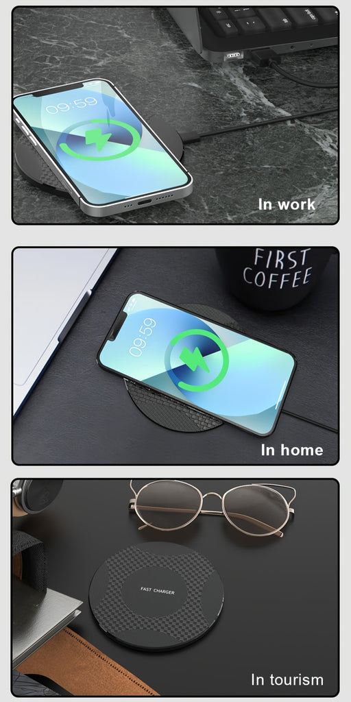 10W Fast Wireless Charger, Compatible with iPhone 16/15/14/13/12/11/8 Series, S23/S22/S21/S20/S10/S9/S8/S7/S6 Series, Note 10/9/8/5 Series, Slim Design for Bedside & Office Desk, Free Cable Included