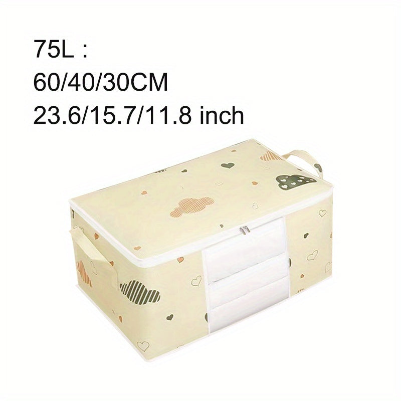 [Large Capacity Storage Bag] Large Capacity Foldable Clothes Storage Bag | Thick Fabric with Reinforced Handles, Sturdy Zipper & Transparent Window | Suitable for Quilts, Blankets, Bedding | Storage Bins, Baskets & Containers