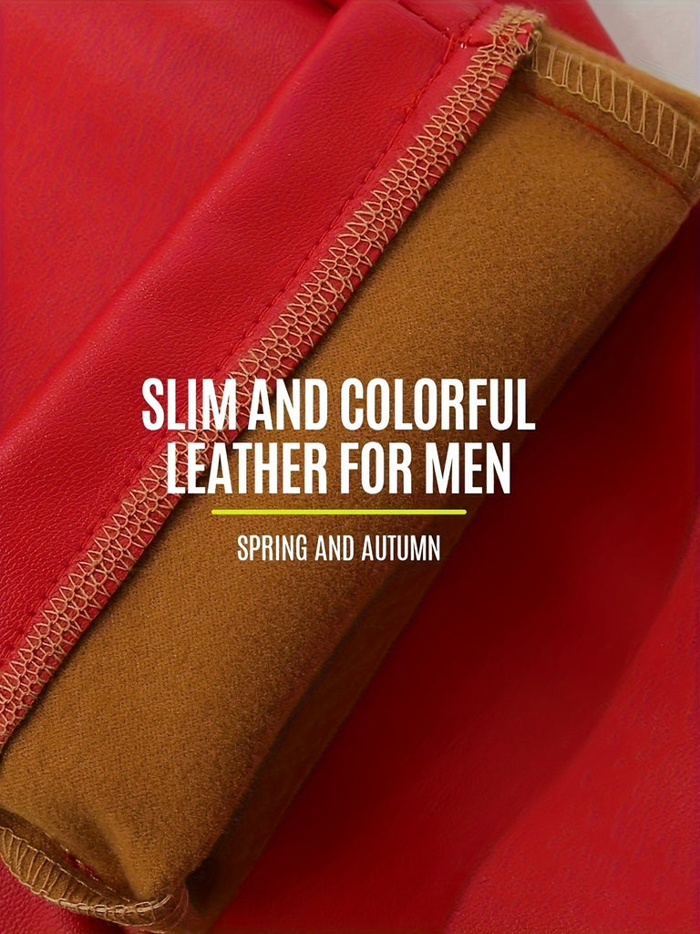 Men's Chic PU Leather Pants, Street Style High Stretch Skinny Pants For Nightclub Performance Party Dinner K-pop