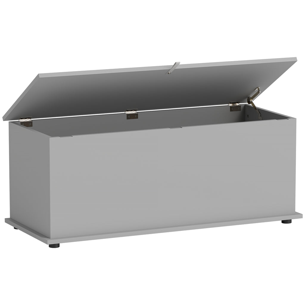 DodiOnline 113L Storage Chest, Storage Box with Flip-Top Lid and 2 Safety Hinges, Storage Trunk for Living Room, Entryway, 100 x 40 x 40 cm, Grey