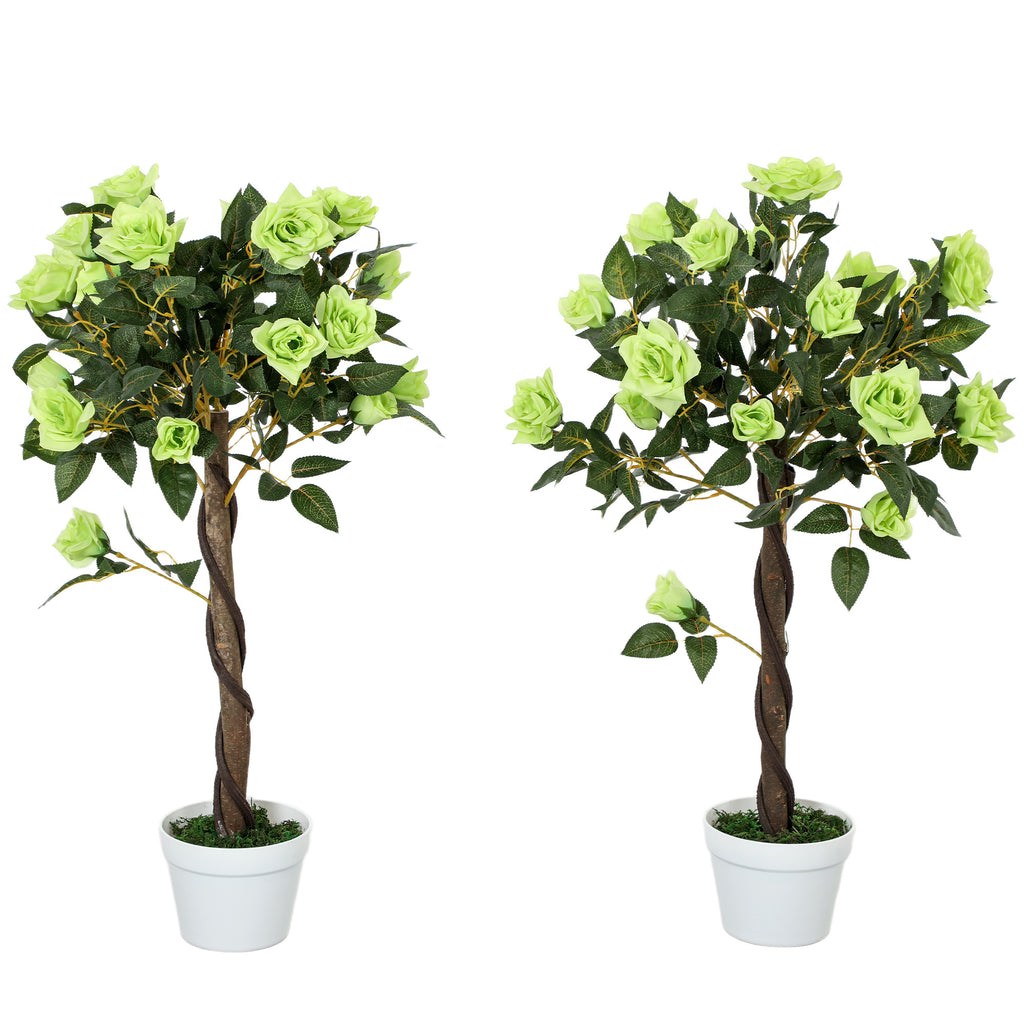 DodiOnline Set of Two Faux Rose Trees - Green