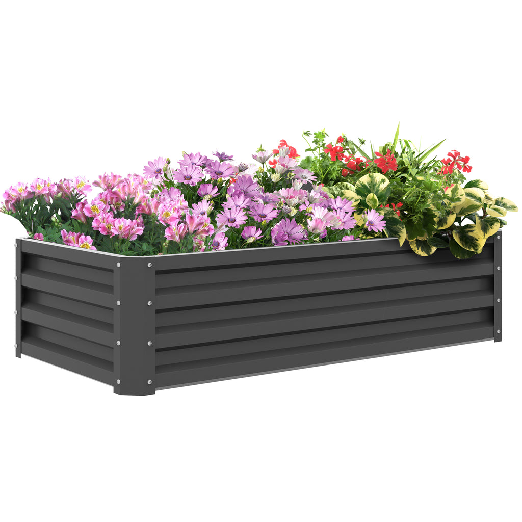 DodiOnline Raised Beds for Garden, Galvanised Outdoor Planters for Herbs and Vegetables, for Patio, Garden, Balcony, Light Grey