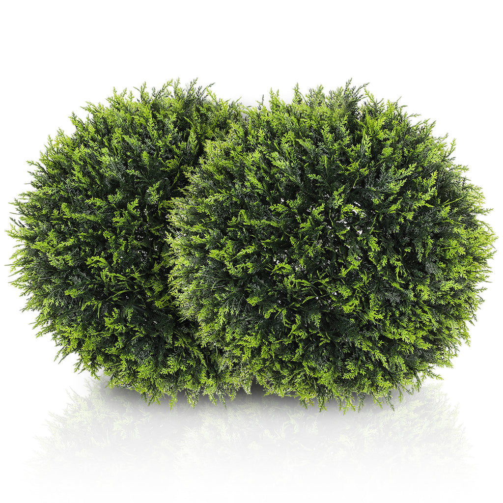 DodiOnline Set of 2 Artificial Plant Topiary Balls, UV-protected Fake Decorative Plants, Faux Plants for Home Indoor Outdoor Decor, 45cm, Green