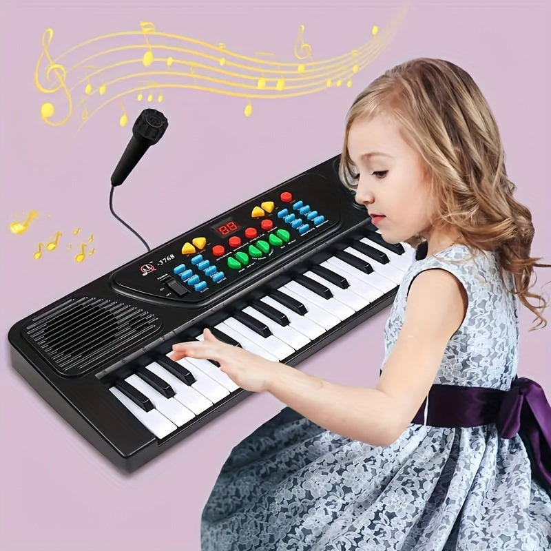 37-Key Portable Electronic Piano Keyboard with Microphone - Christmas & Birthday Gift for Musicians