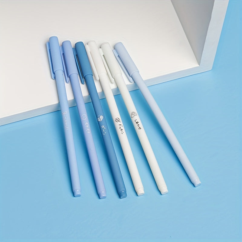 6pcs Morandi Gel Pen Set - Cute Kawaii Design for Office & School - Smooth Black Ink, Durable & Stylish Stationery Supplies