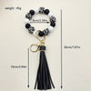 Silicone Beaded Wristlet Keychain With PU Leather Tassel Skull Flower Leopard Fashion Bag Charm Phone Lanyard Women daily use Gift