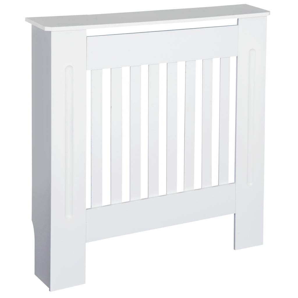 DodiOnline MDF Radiator Cover Wooden Cabinet Shelving Home Office Vertical Slatted Vent White 78L x 19W x 81H