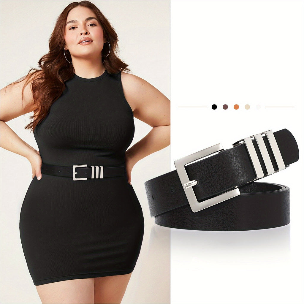 1PC Plus Size Women's Leather Belts For Jeans Pants Dress Fashion Ladies Waist Belt With Square Golden Buckle