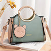 Color Contrast Handbag For Women, Trendy PU Leather Shoulder Purse, Versatile Crossbody Bag With Cute Cat Coin Purse